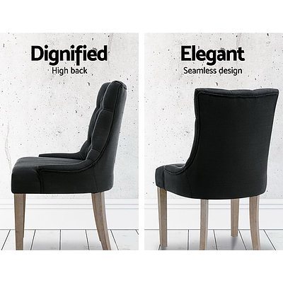 Dining Chairs Chair French Provincial Wooden Fabric Retro Cafe Black x1