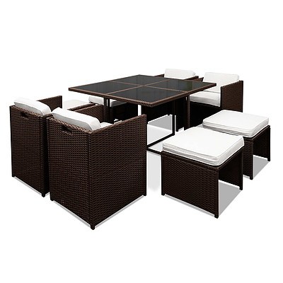 Hawaii Dining 9 Seater Set- Brown & White - Brand New - Free Shipping
