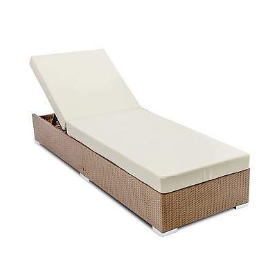 Wicker Sun Lounger with 3 Cover Sets - Brown - Brand New - Free Shipping