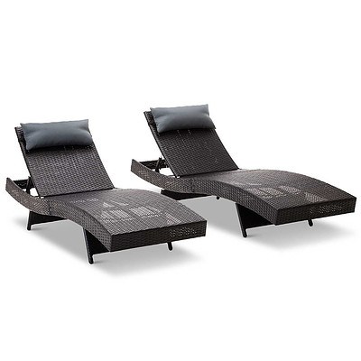 2 Piece Outfoor Wicker Sun Lounge Day Bed - Free Shipping