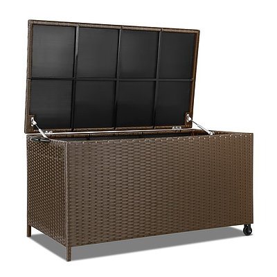 Gardeon 320L Outdoor Wicker Storage Box - Brown - Free Shipping