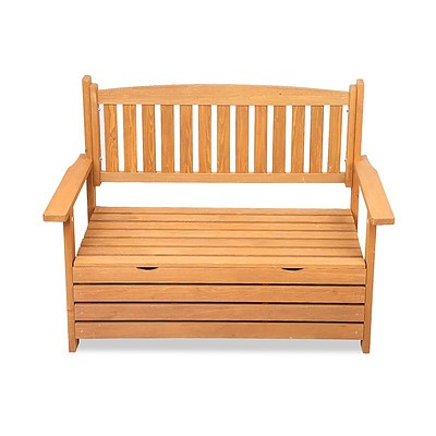 2 Seat Wooden Outdoor Storage Bench