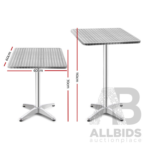 Aluminium Adjustable Round Bar Table - Silver