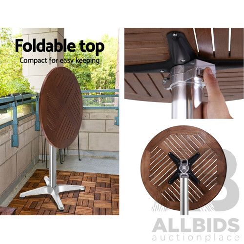 Outdoor Bistro Set Bar Table Stools Adjustable Aluminium Cafe 3PC Wood - Brand New - Free Shipping