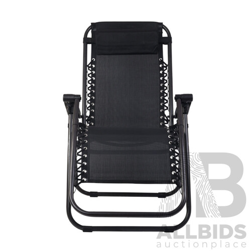 Outdoor Portable Zero Gravity Reclining Chair - Black - Free Shipping