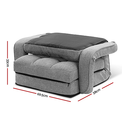 Lounge Sofa Armchair Floor Recliner Chaise Linen Light Grey - Brand New - Free Shipping