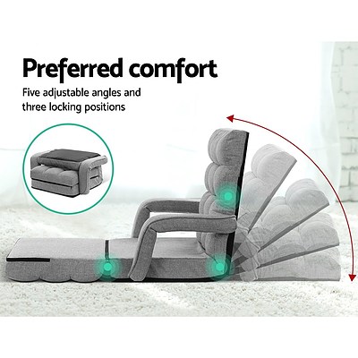 Lounge Sofa Armchair Floor Recliner Chaise Linen Light Grey - Brand New - Free Shipping