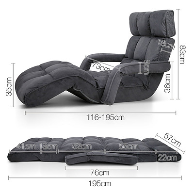 Adjustable Lounger with Arms - Charcoal - Free Shipping