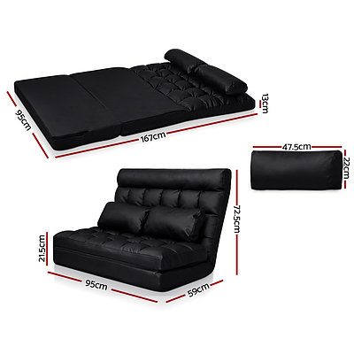 2-seater Adjustable Lounge Sofa - Black