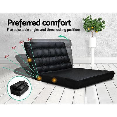 2-seater Adjustable Lounge Sofa - Black