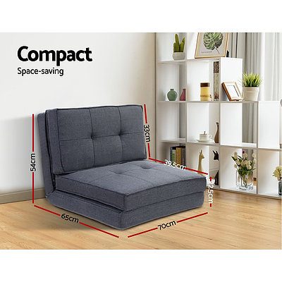 Lounge Sofa Bed Floor Couch Recliner Chaise Chair Futon Folding Grey - Brand New - Free Shipping