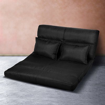 Floor Sofa Lounge 2 Seater Futon Chair Couch Folding Recliner Metal Black - Brand New - Free Shipping