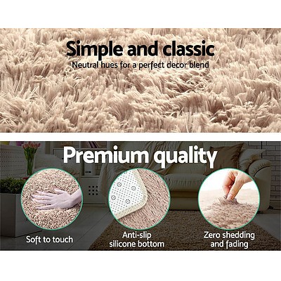 140x200cm Floor Rugs Large Ultra Soft Shaggy Rug Carpet Mat Area Beige - Brand New - Free Shipping