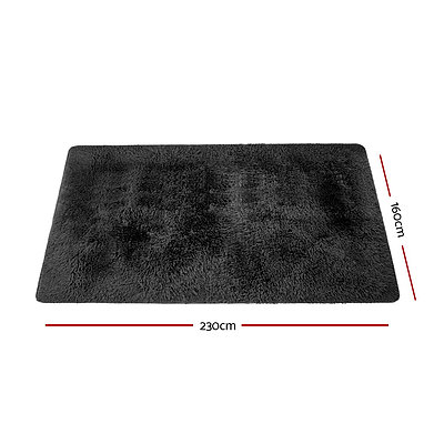 Ultra Soft Shaggy Rug 160x230cm Large Floor Carpet Anti-slip Area Rugs Black