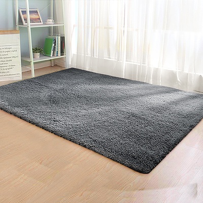 Ultra Soft Shaggy Rug 160x230cm Large Floor Carpet Anti-slip Area Rugs Black - Brand New - Free Shipping