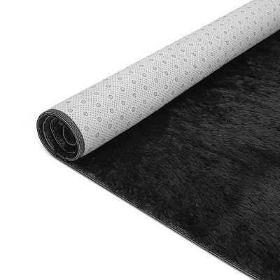 Artiss Ultra Soft Shaggy Rug Large 200x230cm Floor Carpet Anti-slip Area Rugs Black - Free Shipping