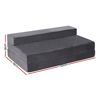 Giselle Bedding Double Size Folding Foam Mattress Portable Bed Mat Velvet Dark Grey - Brand New - Free Shipping