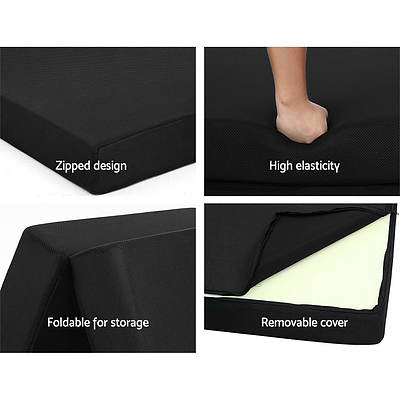 Folding Foam Mattress Portable Double Sofa Bed Mat Air Mesh Fabric Black - Brand New - Free Shipping