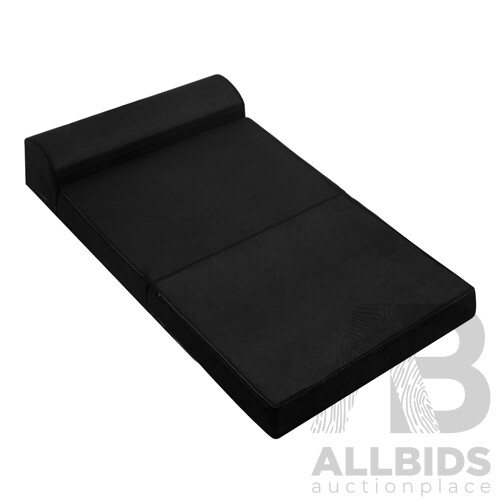 Folding Foam Mattress Portable Double Sofa Bed Mat Air Mesh Fabric Black - Brand New - Free Shipping