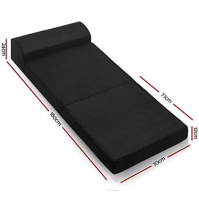 Folding Foam Mattress Portable Single Sofa Bed Mat Air Mesh Fabric Black - Brand New - Free Shipping