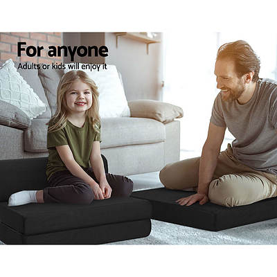 Folding Foam Mattress Portable Single Sofa Bed Mat Air Mesh Fabric Black - Brand New - Free Shipping