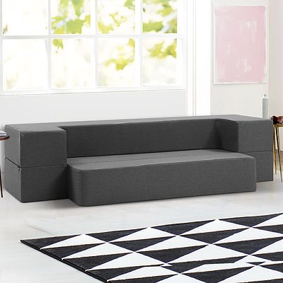 Portable Sofa Bed Folding Mattress Lounger Chair Ottoman Grey - Brand New - Free Shipping