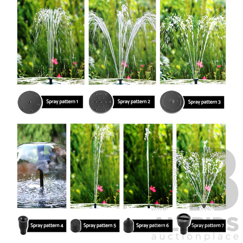 Solar Pond Pump with Battery Powered Submersible Kit LED Light & Remote 8.8 FT - Brand New - Free Shipping