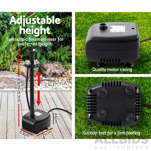 Solar Pond Pump with Battery Powered Submersible Kit LED Light & Remote 8.8 FT - Brand New - Free Shipping