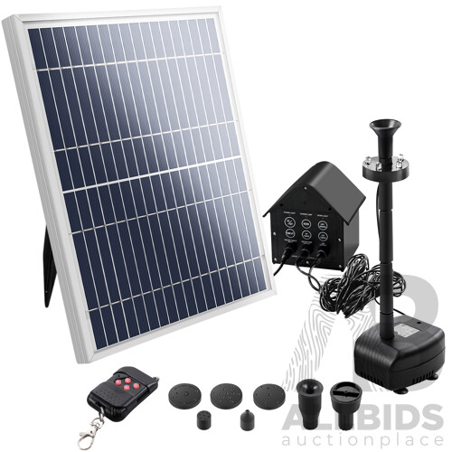 Solar Pond Pump with Battery Powered Submersible Kit LED Light & Remote 8.8 FT - Brand New - Free Shipping