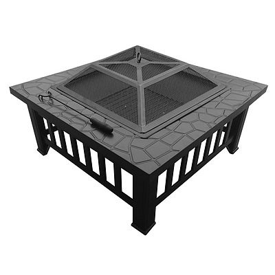 Outdoor Fire Pit BBQ Table Grill Fireplace - Stone Pattern - Free Shipping