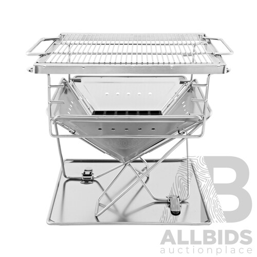 Camping Fire Pit BBQ Portable Folding Stainless Steel Stove Outdoor Pits - Brand New - Free Shipping