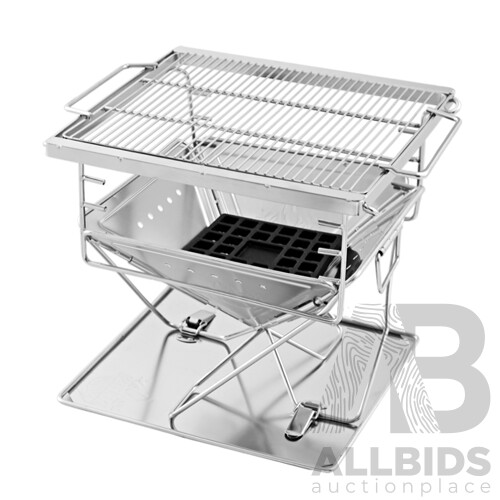 Camping Fire Pit BBQ Portable Folding Stainless Steel Stove Outdoor Pits - Brand New - Free Shipping