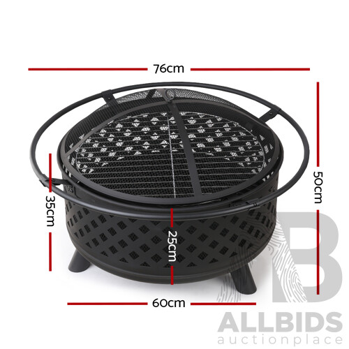 30 Inch Portable Outdoor Fire Pit and BBQ - Black - Free Shipping