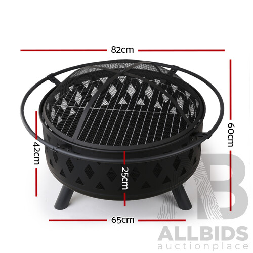 32 Inch Portable Outdoor Fire Pit and BBQ - Black - Free Shipping