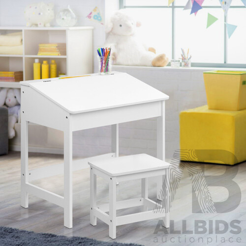 Kids Table Chairs Set Children Drawing Writing Desk Storage Toys Play - Brand New - Free Shipping