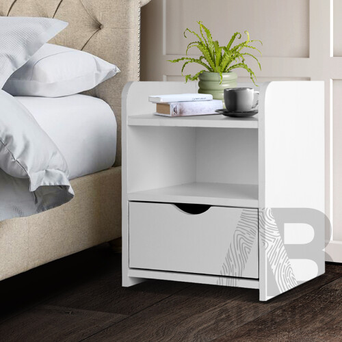 Bedside Table Drawer - White - Free Shipping