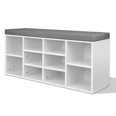 Fabric Shoe Bench with Storage Cubes - White - Brand New - Free Shipping