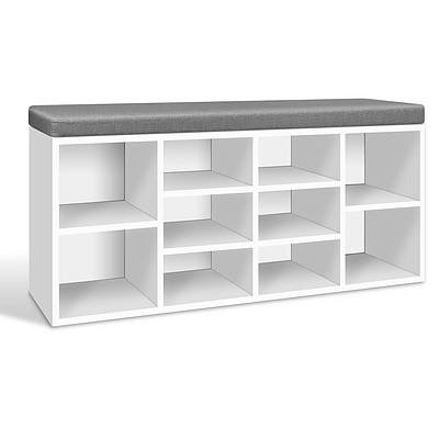 Fabric Shoe Bench with Storage Cubes - White - Brand New - Free Shipping