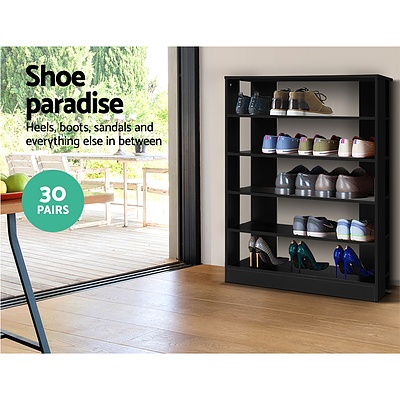 Shoe Cabinet Shoes Organiser Storage Rack 30 Pairs Black Shelf Wooden - Brand New - Free Shipping