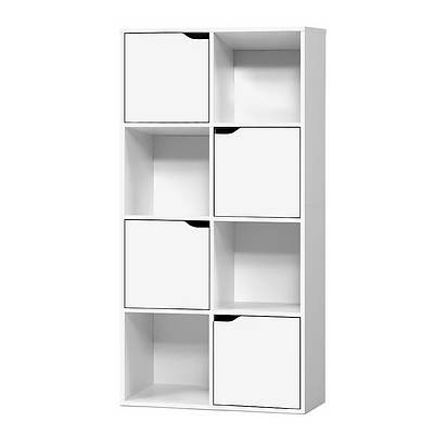 Display Shelf 8 Cube Storage 4 Door Cabinet Organiser Bookshelf Unit White - Brand New - Free Shipping