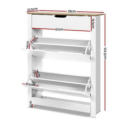 Shoe Cabinet Rack Storage Organiser Cupboard Shelf Drawer 16 Pairs White - Brand New - Free Shipping