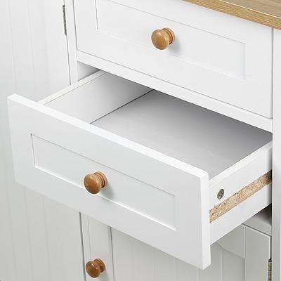 Kitchen Storage Buffet with Shelf - White and Light Brown 