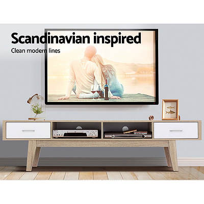 TV Stand Entertainment Unit Cabinet Storage Scandinavian 180cm Oak