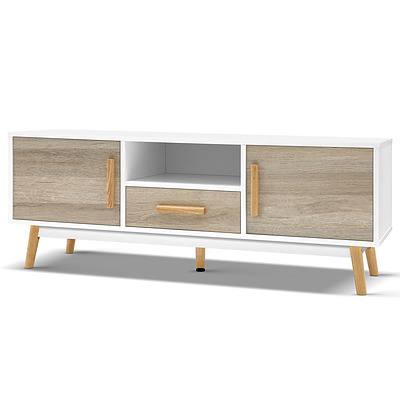120cm Wooden Entertainment Unit - White & Wood - Free Shipping