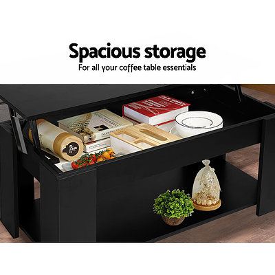 Lift Up Top Coffee Table Storage Shelf Black - Brand New - Free Shipping