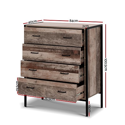 Chest of Drawers Tallboy Dresser Storage Cabinet Industrial Rustic - Brand New - Free Shipping
