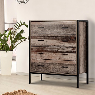 Chest of Drawers Tallboy Dresser Storage Cabinet Industrial Rustic - Brand New - Free Shipping