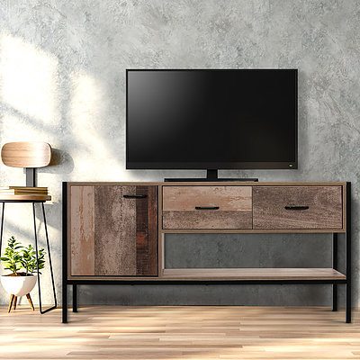 TV Stand Entertainment Unit Storage Cabinet Industrial Rustic Wooden 120cm - Brand New - Free Shipping
