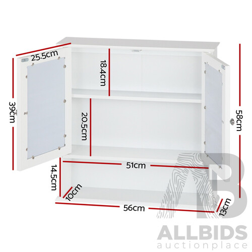 Bathroom Tallboy Storage Cabinet with Mirror - White - Brand New - Free Shipping