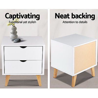 2 Drawer Wooden Bedside Tables - White - Brand New - Free Shipping